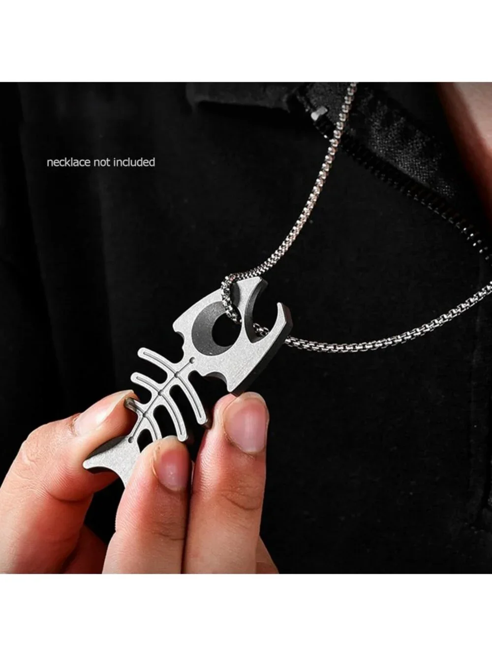 Titanium Fishbone Keychain Bottle Opener with Stainless Steel Ring - EDC Tool